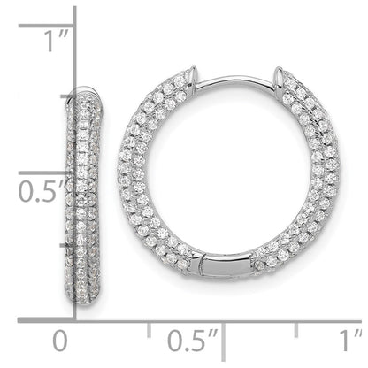 Sterlingsilber Rhodiniert Mikro Pavéé Zirkonia 3mm Klappbar Creolen