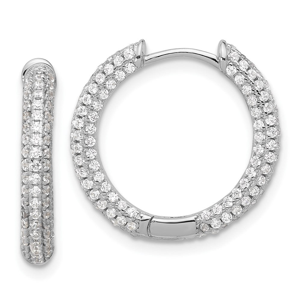 Sterlingsilber Rhodiniert Mikro Pavéé Zirkonia 3mm Klappbar Creolen
