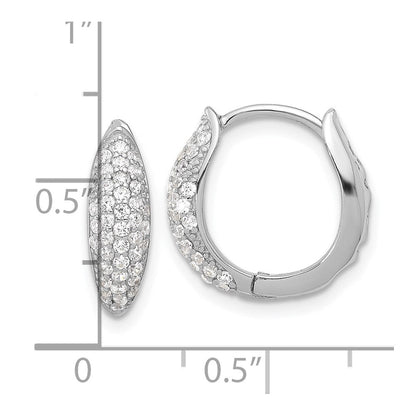 Sterlingsilber Rhodiniert Pavéé Zirkonia Klappbar Huggie Creolen