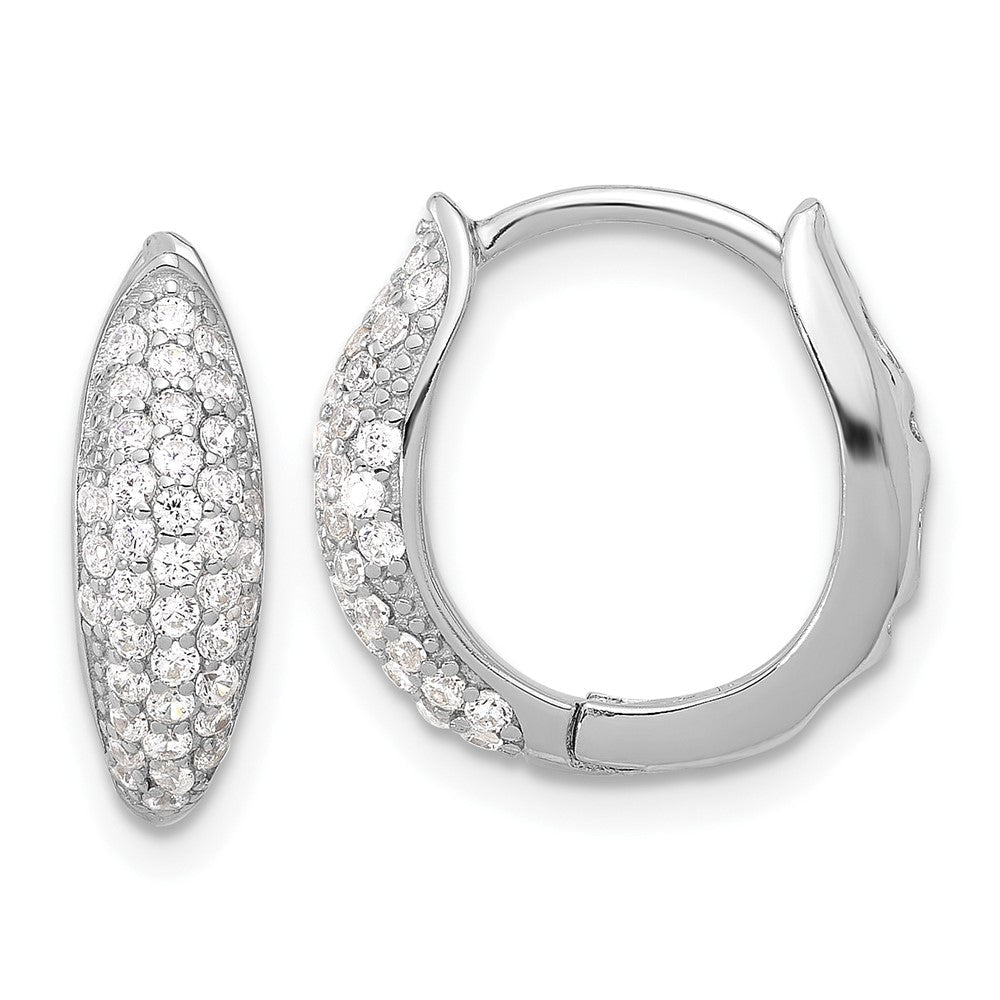 Sterlingsilber Rhodiniert Pavéé Zirkonia Klappbar Huggie Creolen