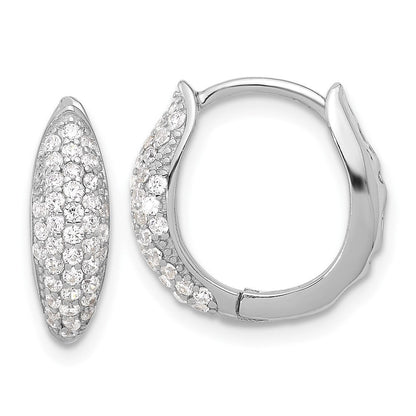 Sterlingsilber Rhodiniert Pavéé Zirkonia Klappbar Huggie Creolen