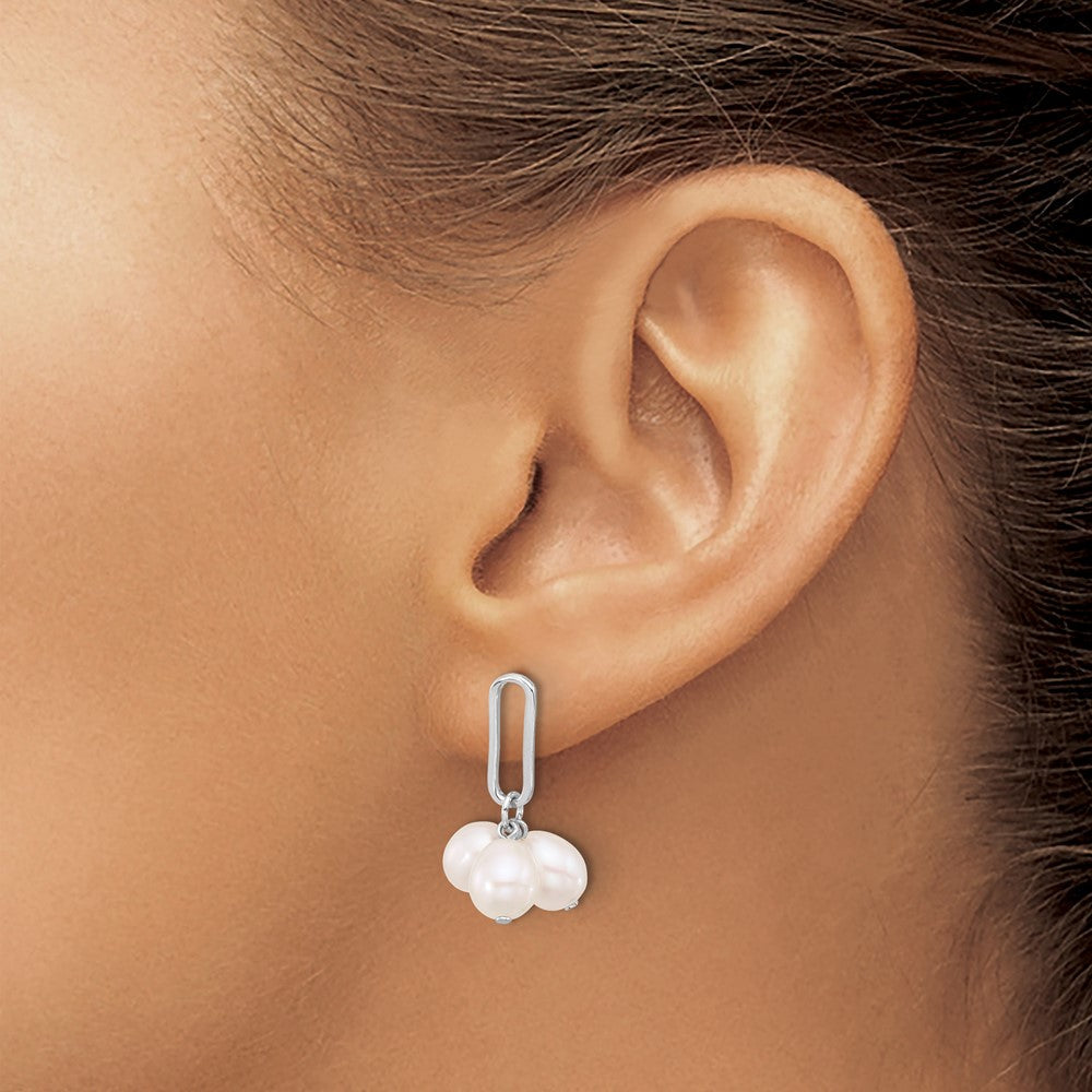 Sterlingsilber Rhodiniert 5-6mm Rice Fwc Perle Stecker Ohrhänger