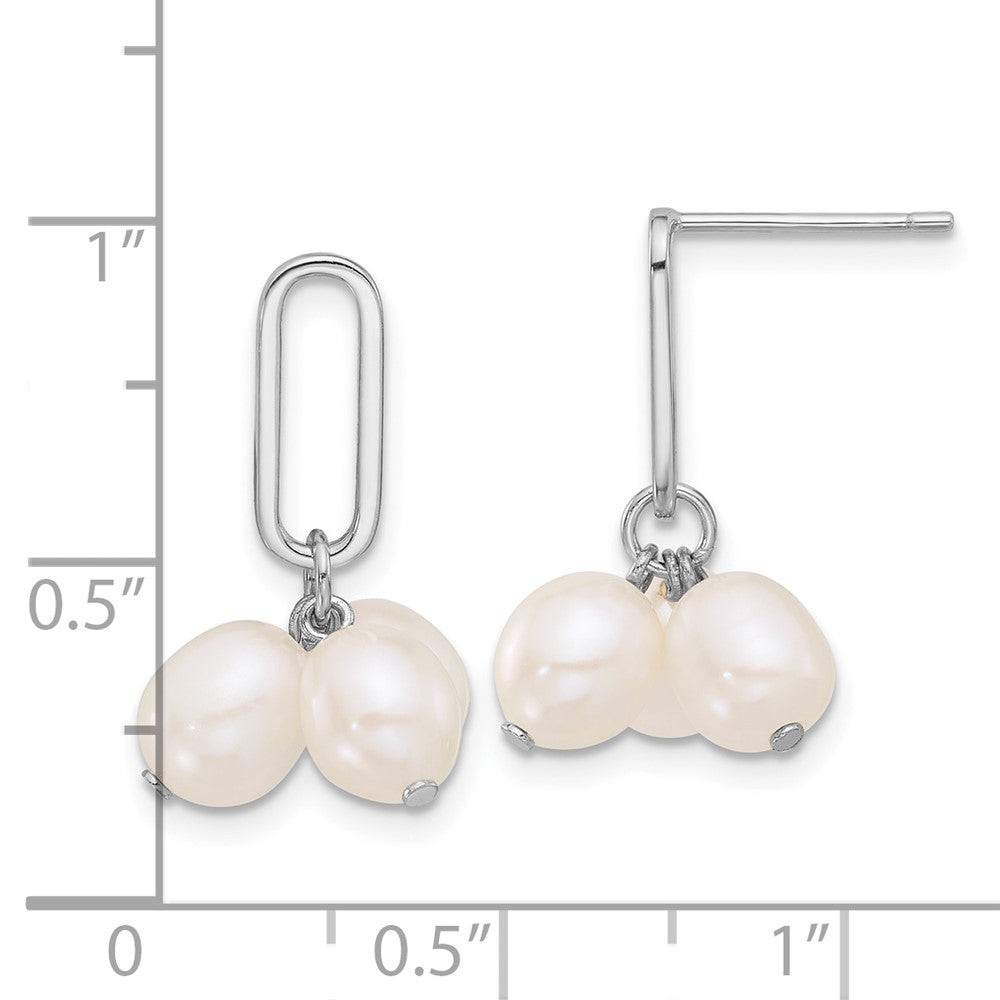Sterlingsilber Rhodiniert 5-6mm Rice Fwc Perle Stecker Ohrhänger
