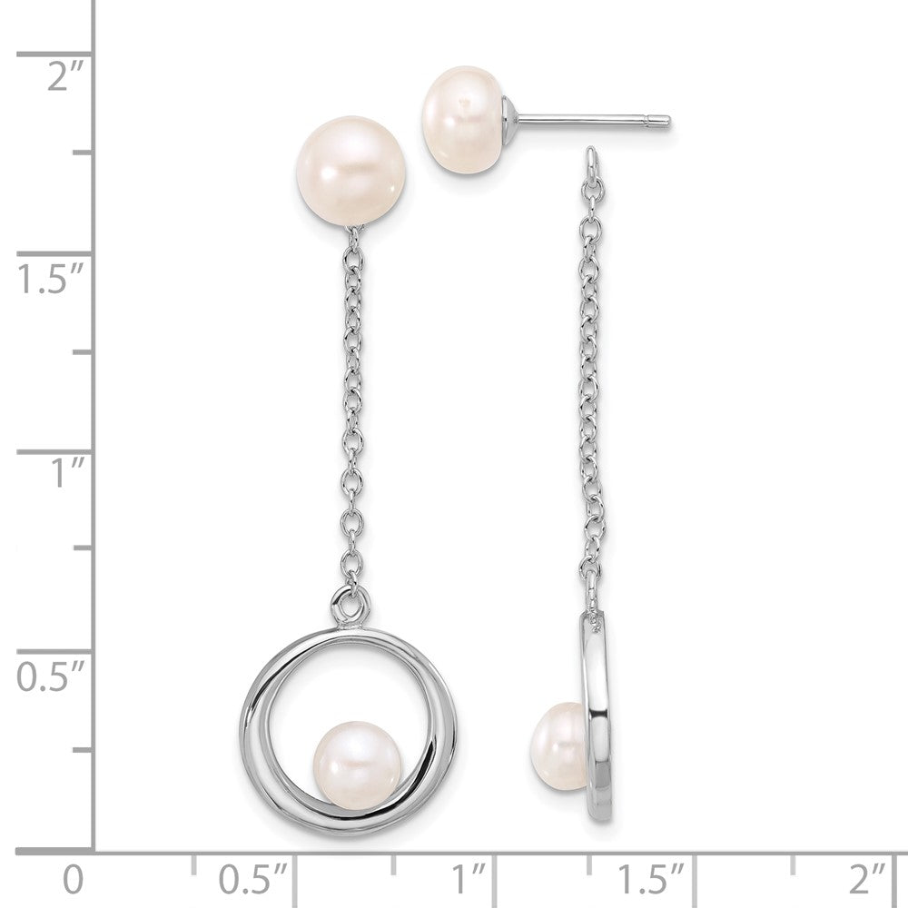Sterlingsilber Rhodiniert 5-7mm Fwc Perle Stecker Ohrhänger