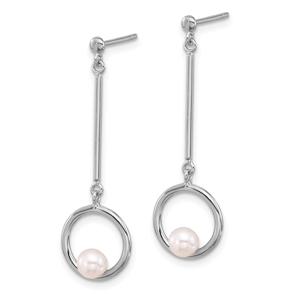 Sterlingsilber Rhodiniert 4-4.5mm Fwc Perle Ohrhänger