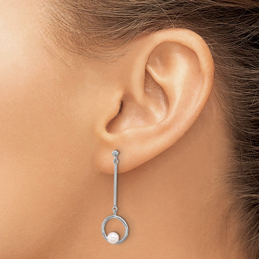 Sterlingsilber Rhodiniert 4-4.5mm Fwc Perle Ohrhänger