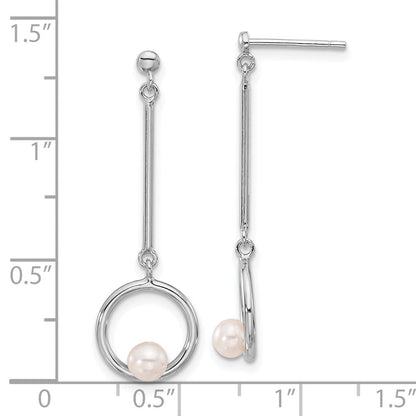 Sterlingsilber Rhodiniert 4-4.5mm Fwc Perle Ohrhänger