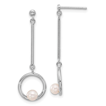 Sterlingsilber Rhodiniert 4-4.5mm Fwc Perle Ohrhänger
