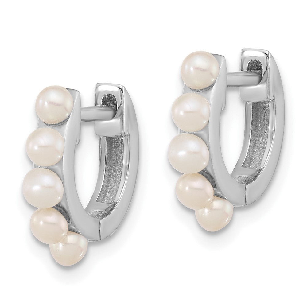 Sterlingsilber Rhodiniert 2.5-3mm Fwc Perle Klappbar Creolen