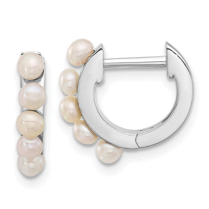 Sterlingsilber Rhodiniert 2.5-3mm Fwc Perle Klappbar Creolen