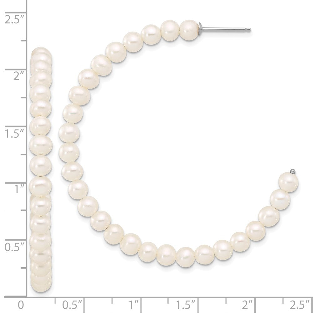Sterlingsilber Rhodiniert 4-5mm Halb-round Fwc Perle C- Creolen