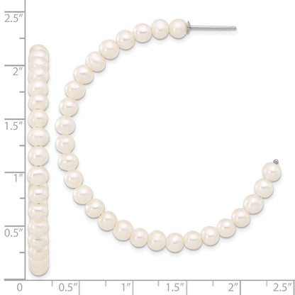 Sterlingsilber Rhodiniert 4-5mm Halb-round Fwc Perle C- Creolen