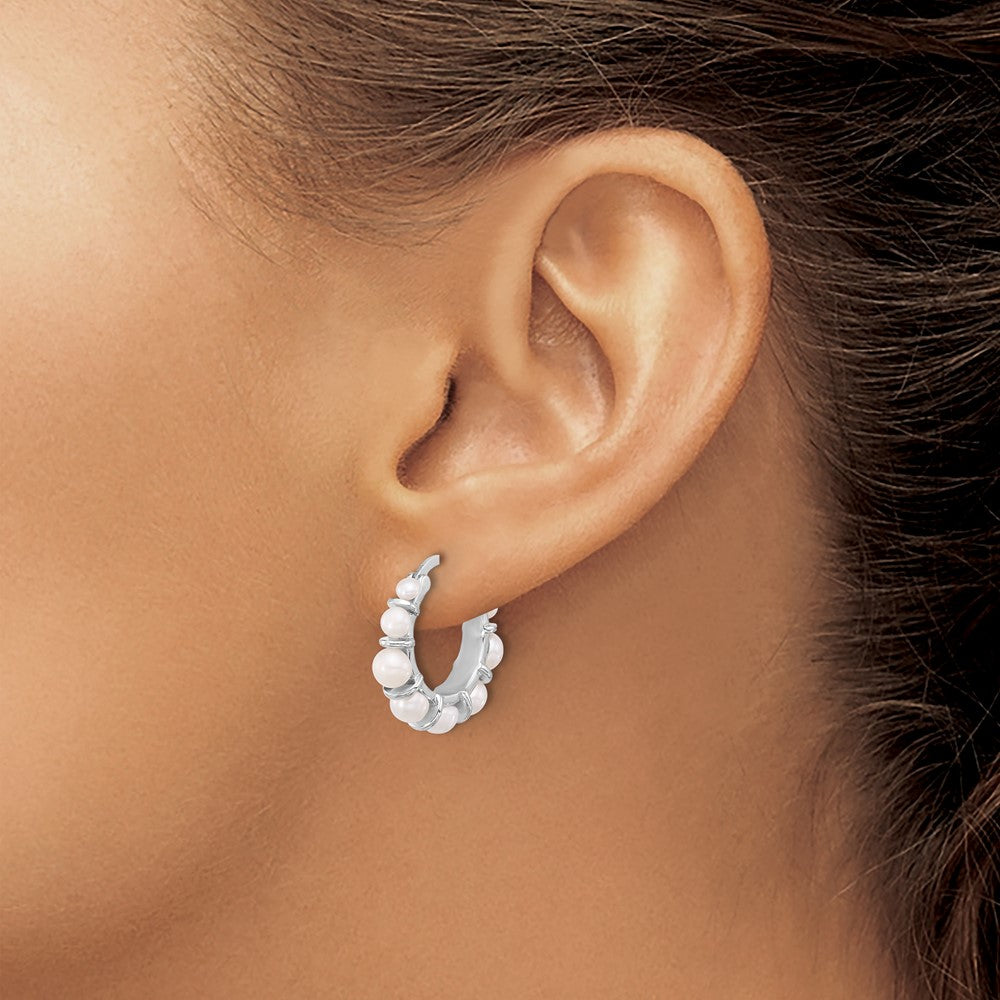 Sterlingsilber Rhodiniert 2-5mm Fwc Perle Rund Creolen