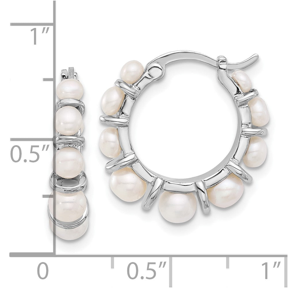 Sterlingsilber Rhodiniert 2-5mm Fwc Perle Rund Creolen