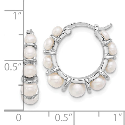 Sterlingsilber Rhodiniert 2-5mm Fwc Perle Rund Creolen