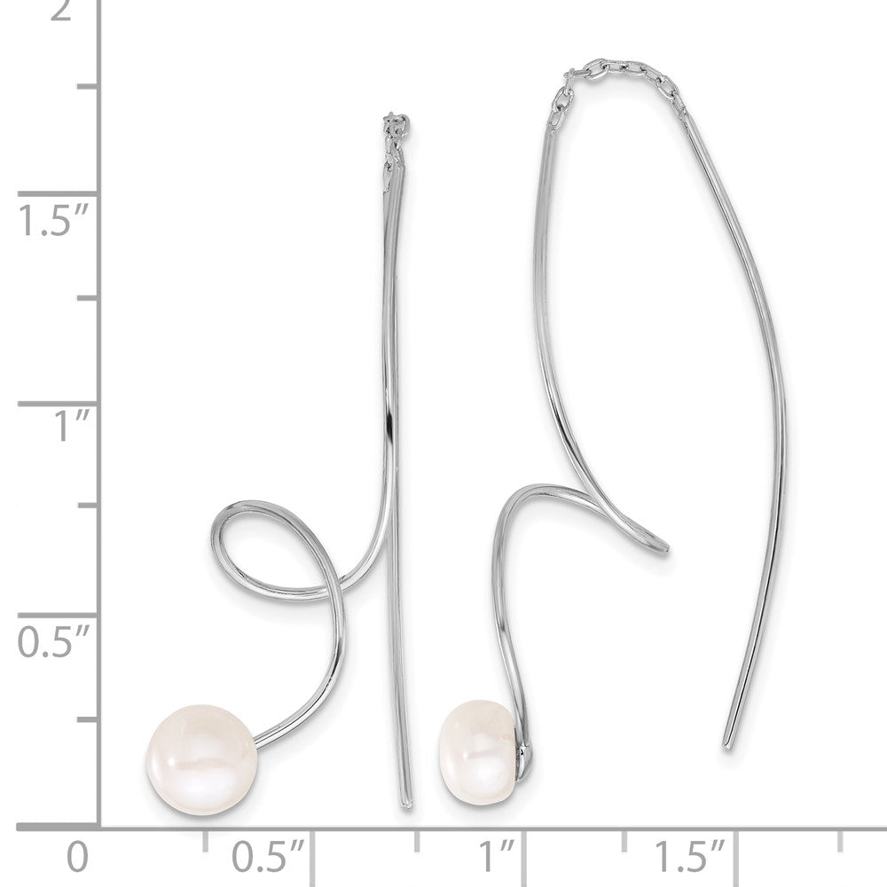 Sterlingsilber Rhodiniert 6-7mm Fwc Perle Gedreht Durchzieher-Ohrringe