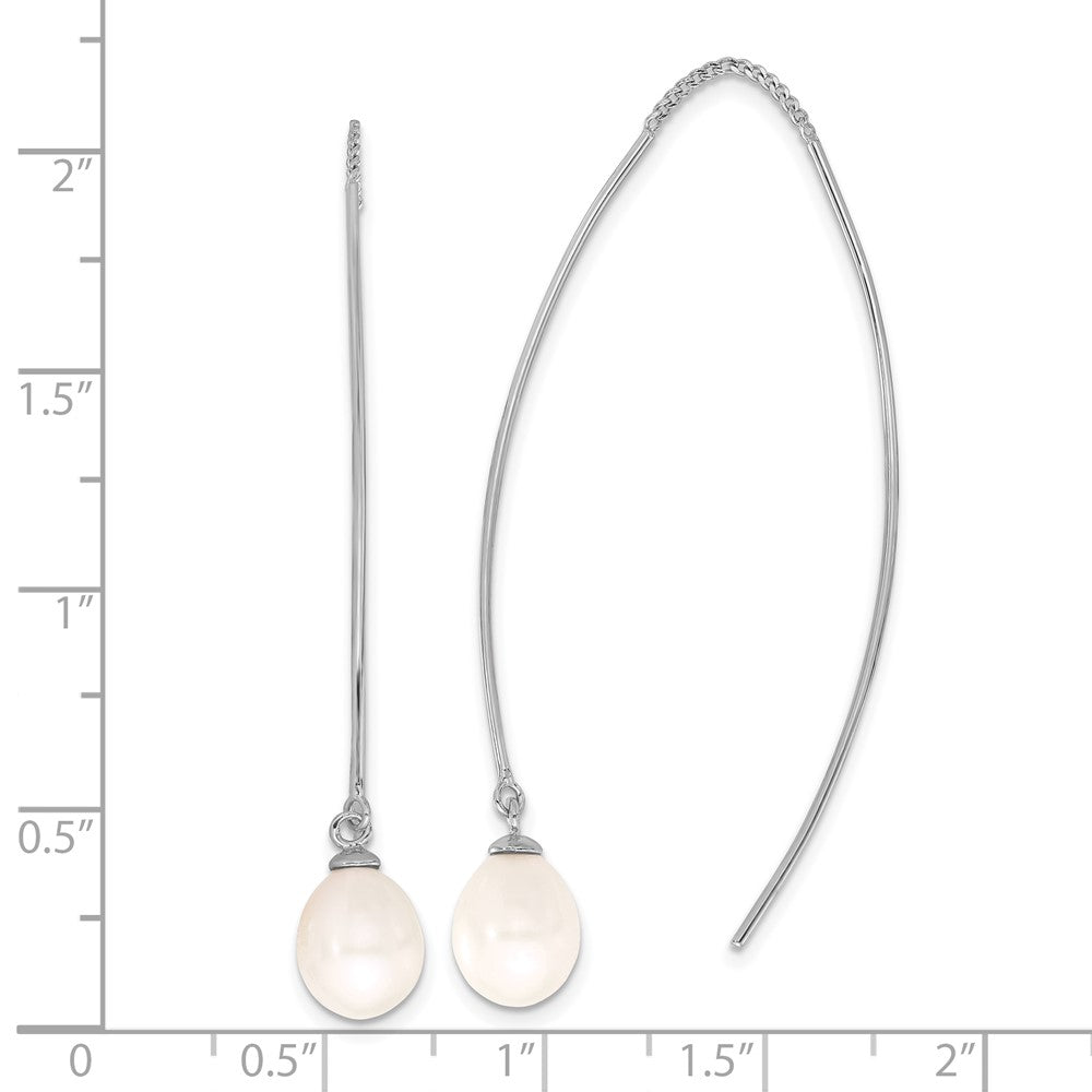 Sterlingsilber Rhodiniert 7-8mm Fwc Tropfen Perle Durchzieher-Ohrringe