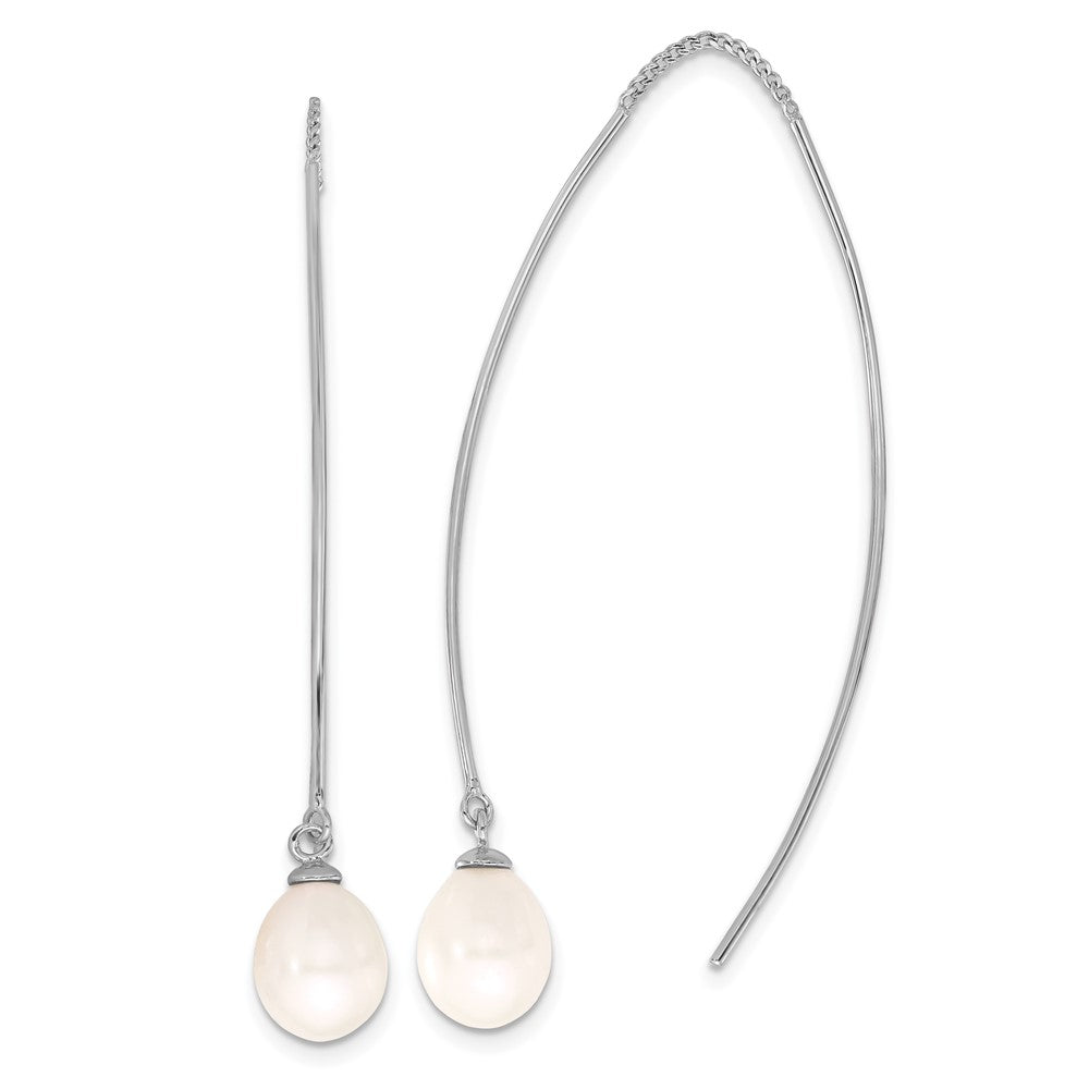Sterlingsilber Rhodiniert 7-8mm Fwc Tropfen Perle Durchzieher-Ohrringe