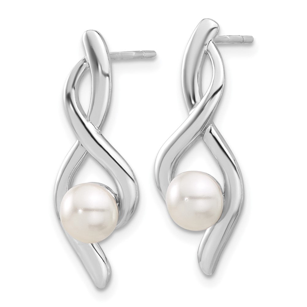 Sterlingsilber Rhodiniert Fantasie Gedreht Glas Perle Stecker Ohrhänger