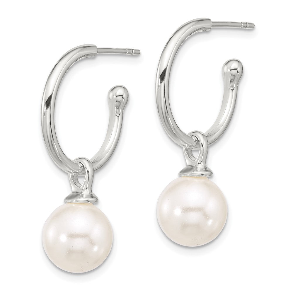 Sterlingsilber Poliert Dangling 10mm Glas Perle Stecker C- Creolen