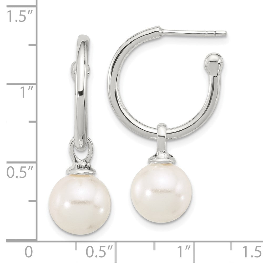 Sterlingsilber Poliert Dangling 10mm Glas Perle Stecker C- Creolen