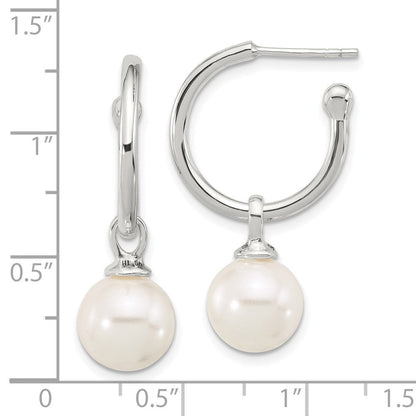 Sterlingsilber Poliert Dangling 10mm Glas Perle Stecker C- Creolen