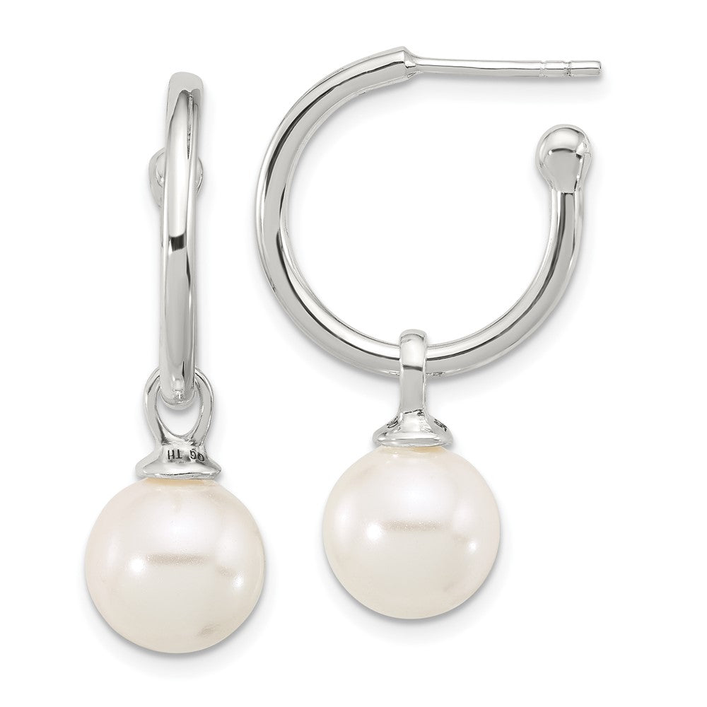 Sterlingsilber Poliert Dangling 10mm Glas Perle Stecker C- Creolen