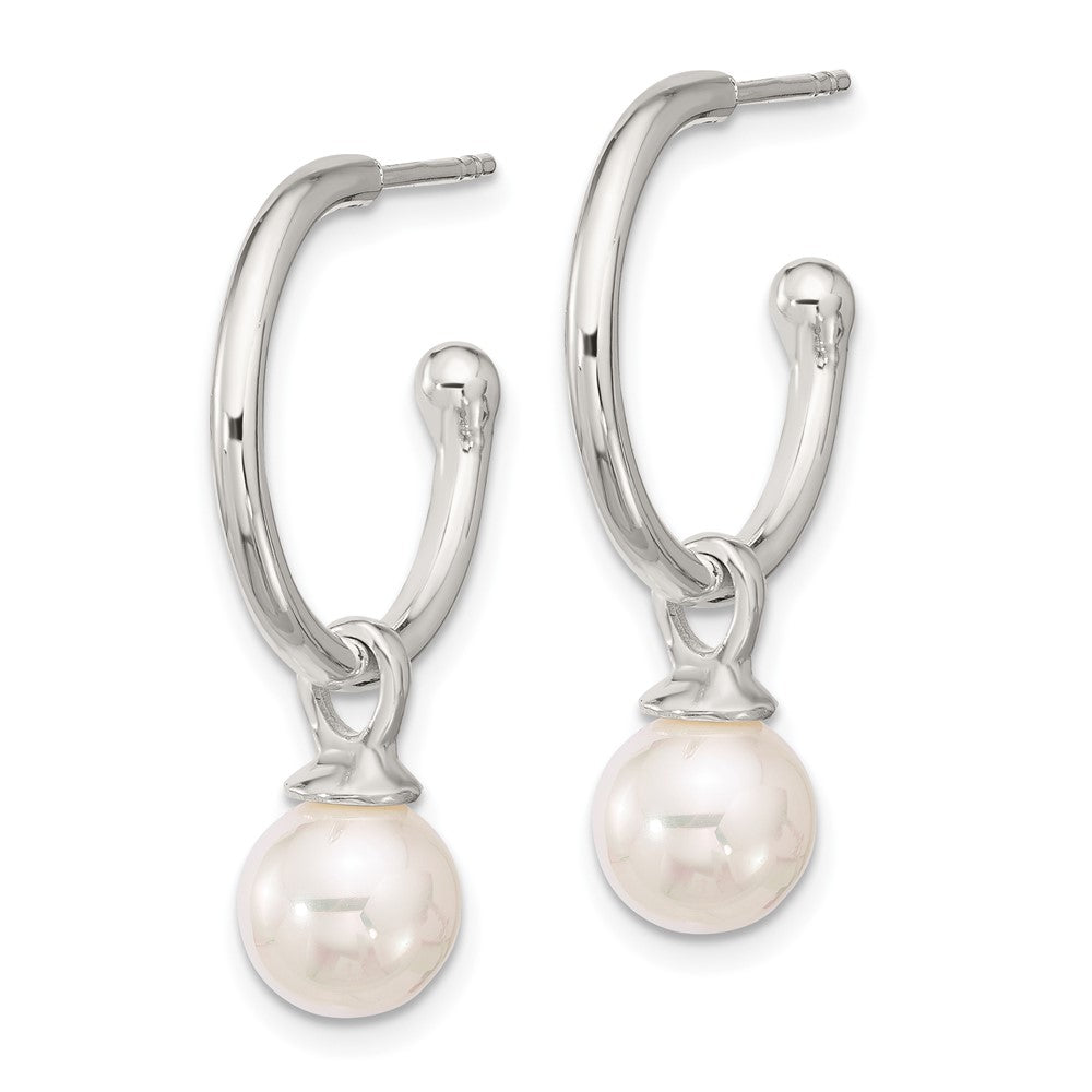 Sterlingsilber Poliert Dangling 8mm Glas Perle Stecker C- Creolen