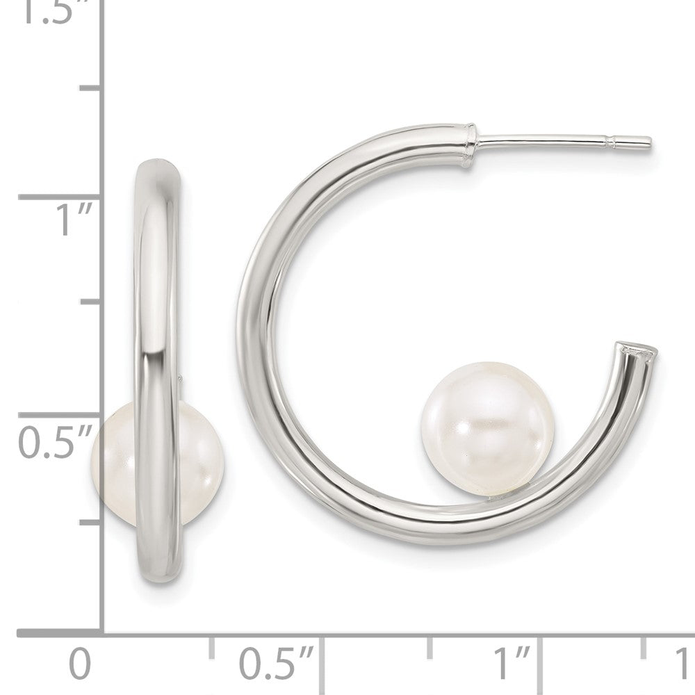 Sterlingsilber Poliert 8mm Synthetisch Perle Stecker C- Creolen