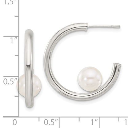 Sterlingsilber Poliert 8mm Synthetisch Perle Stecker C- Creolen