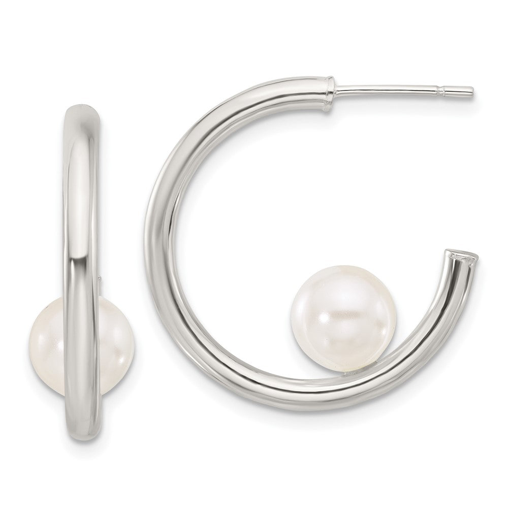 Sterlingsilber Poliert 8mm Synthetisch Perle Stecker C- Creolen