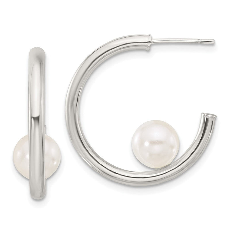 Sterlingsilber Poliert 8mm Synthetisch Perle Stecker C- Creolen