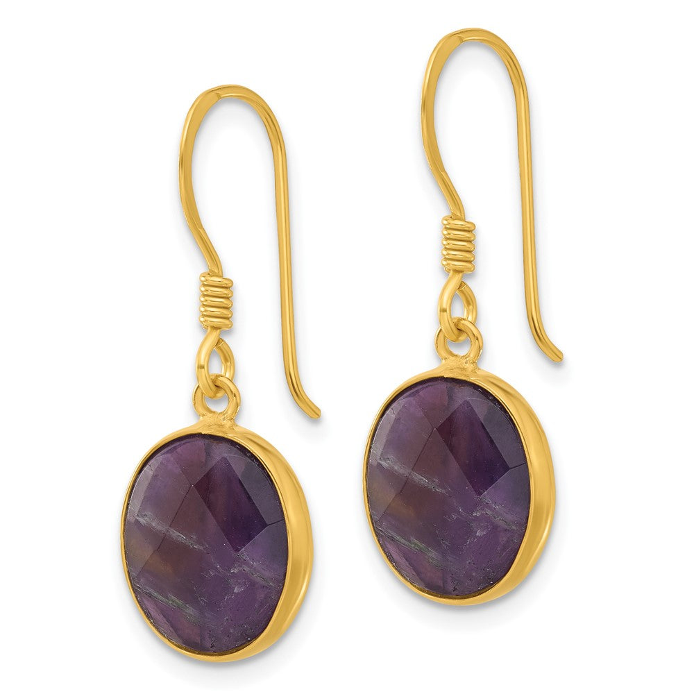 Sterlingsilber Vergoldet Poliert Oval Amethyst Ohrhänger