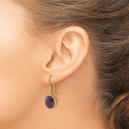 Sterlingsilber Vergoldet Poliert Oval Amethyst Ohrhänger