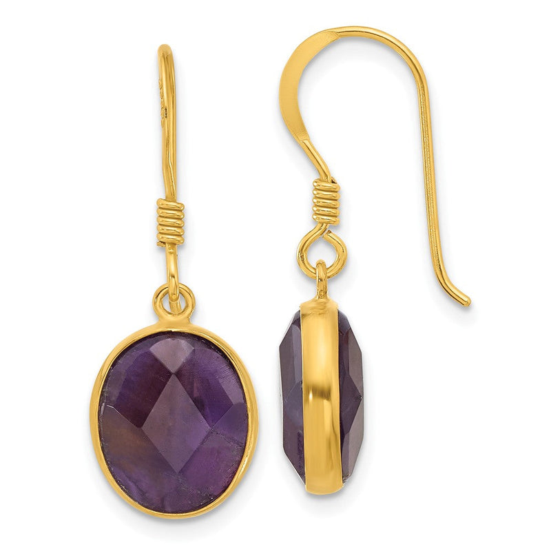Sterlingsilber Vergoldet Poliert Oval Amethyst Ohrhänger