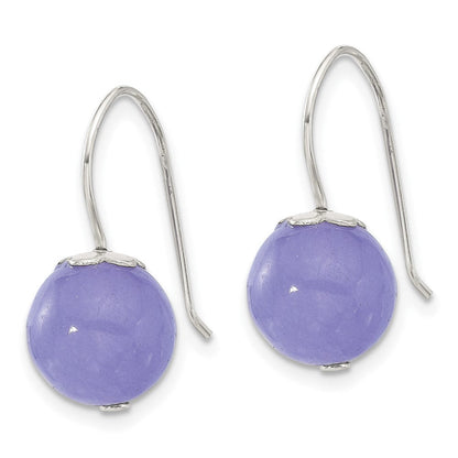 Sterlingsilber Poliert 10mm Periwinkle Jade Ohrhänger