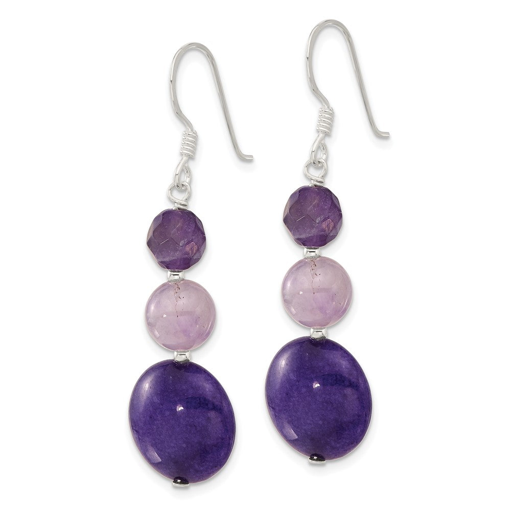 Sterlingsilber Poliert Amethyst und Lila Quarz Ohrhänger