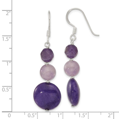 Sterlingsilber Poliert Amethyst und Lila Quarz Ohrhänger