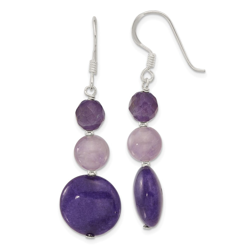 Sterlingsilber Poliert Amethyst und Lila Quarz Ohrhänger