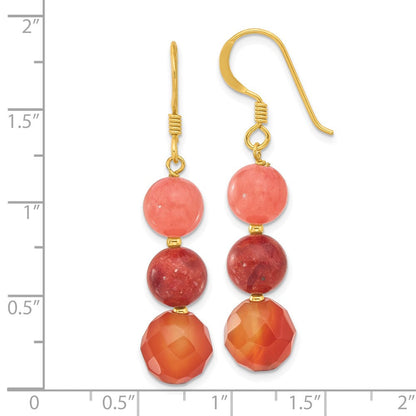 Sterlingsilber Vergoldet Carnelian/quartz/recon. Coral Ohrhänger