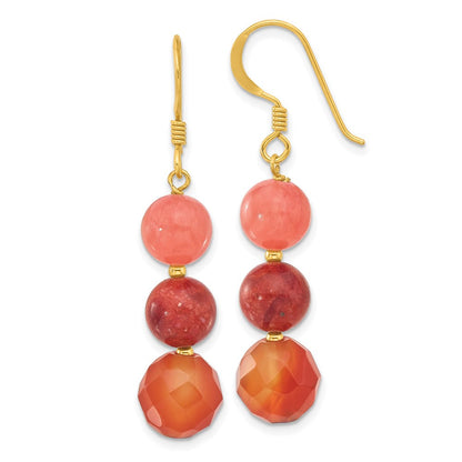 Sterlingsilber Vergoldet Carnelian/quartz/recon. Coral Ohrhänger