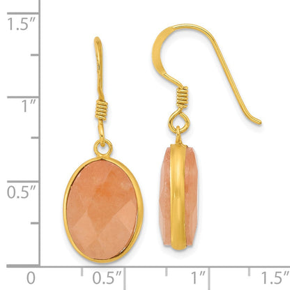 Sterlingsilber Vergoldet Poliert Oval Rot Aventurine Ohrhänger