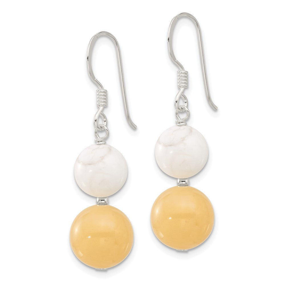 Sterlingsilber Poliert Weiß Howlite und Gelb Jade Ohrhänger