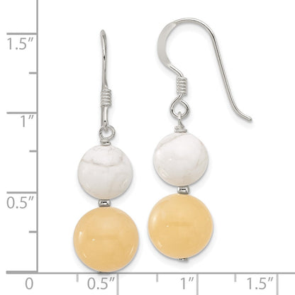 Sterlingsilber Poliert Weiß Howlite und Gelb Jade Ohrhänger