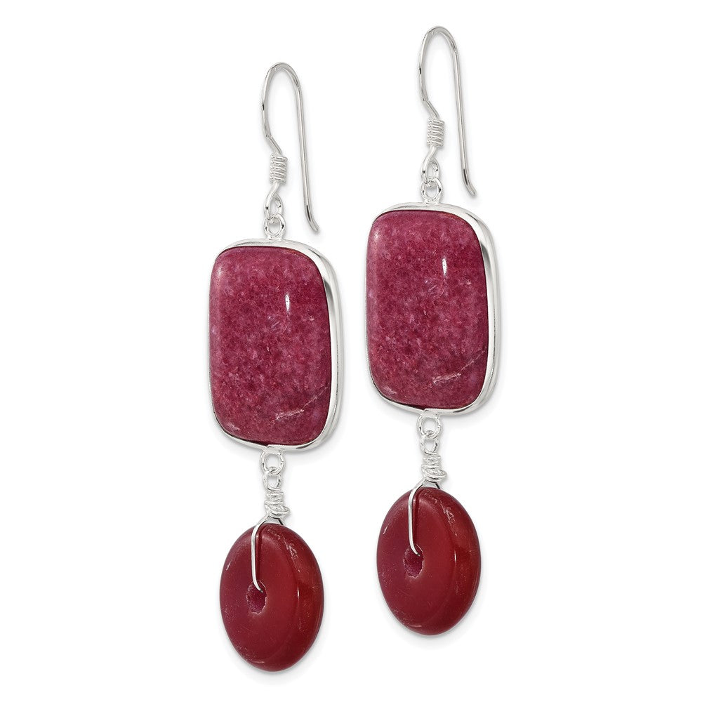 Sterlingsilber Poliert Carnelian und Rot Jade Ohrhänger