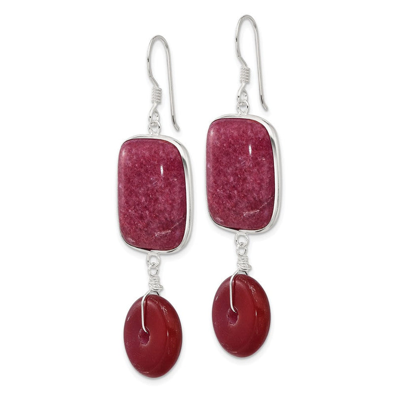 Sterlingsilber Poliert Carnelian und Rot Jade Ohrhänger