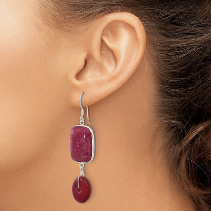 Sterlingsilber Poliert Carnelian und Rot Jade Ohrhänger