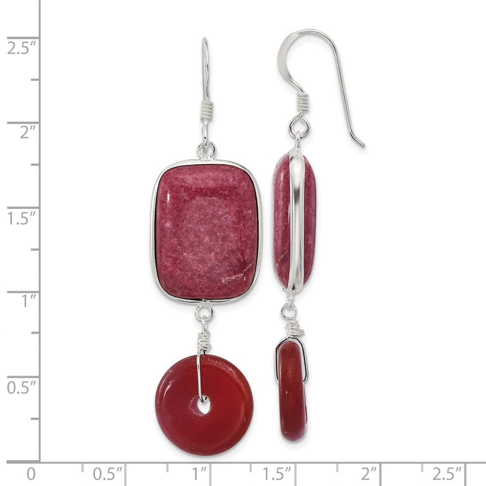 Sterlingsilber Poliert Carnelian und Rot Jade Ohrhänger