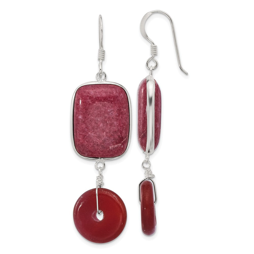 Sterlingsilber Poliert Carnelian und Rot Jade Ohrhänger