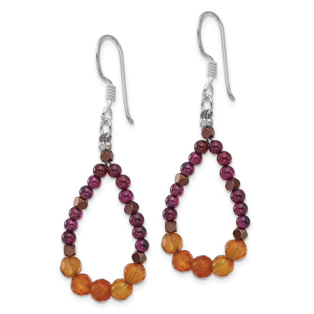 Sterlingsilber Carnelian/garnet/hematite Tropfen Ohrhänger